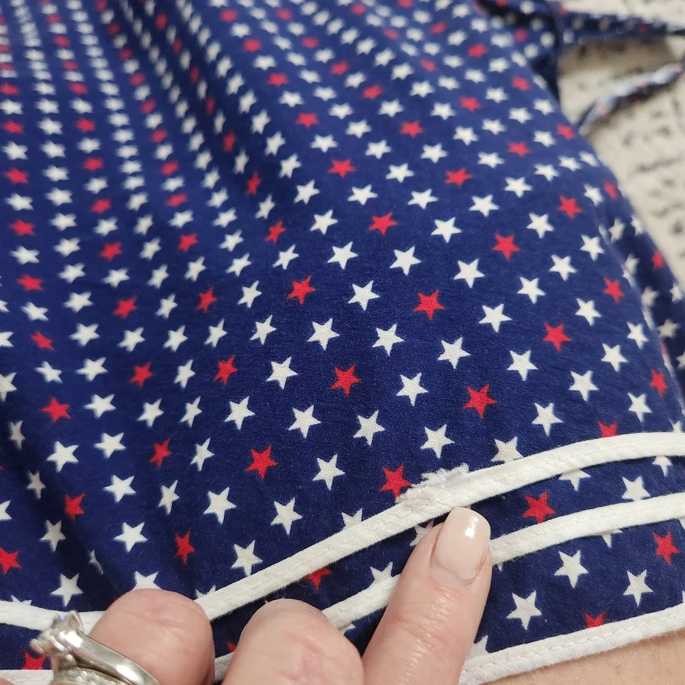 Vintage 50s Apron Handmade Patriotic Red White Blue Stars Stripes Americana